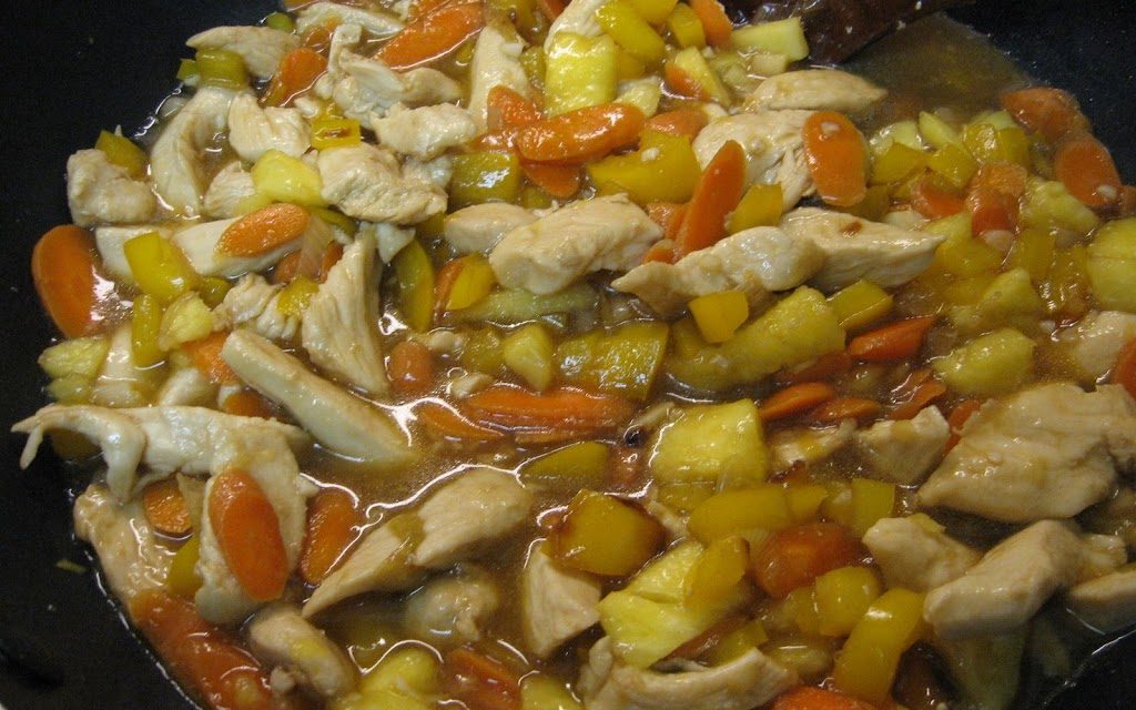 Sweet and Sour Chicken (not fried, not dyed)