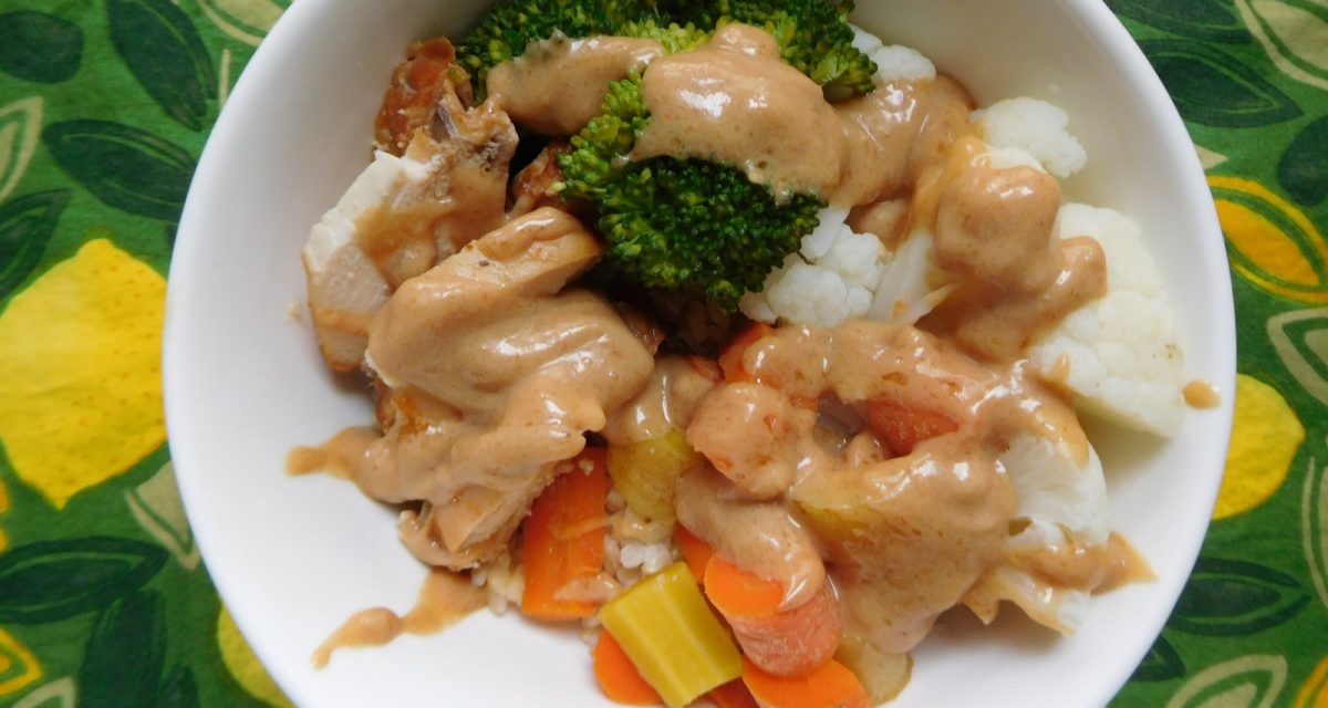 Buddha Bowl with Peanut Sauce and Chicken