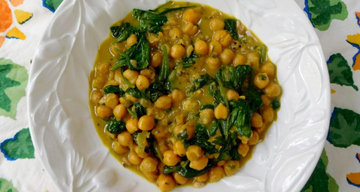 Coconut Curry Chickpeas with Wilted Greens