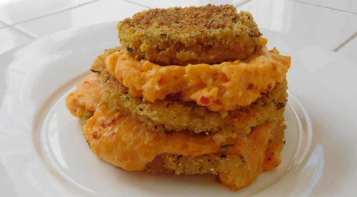 Fried Green Tomato Stack with Pimiento Cheese