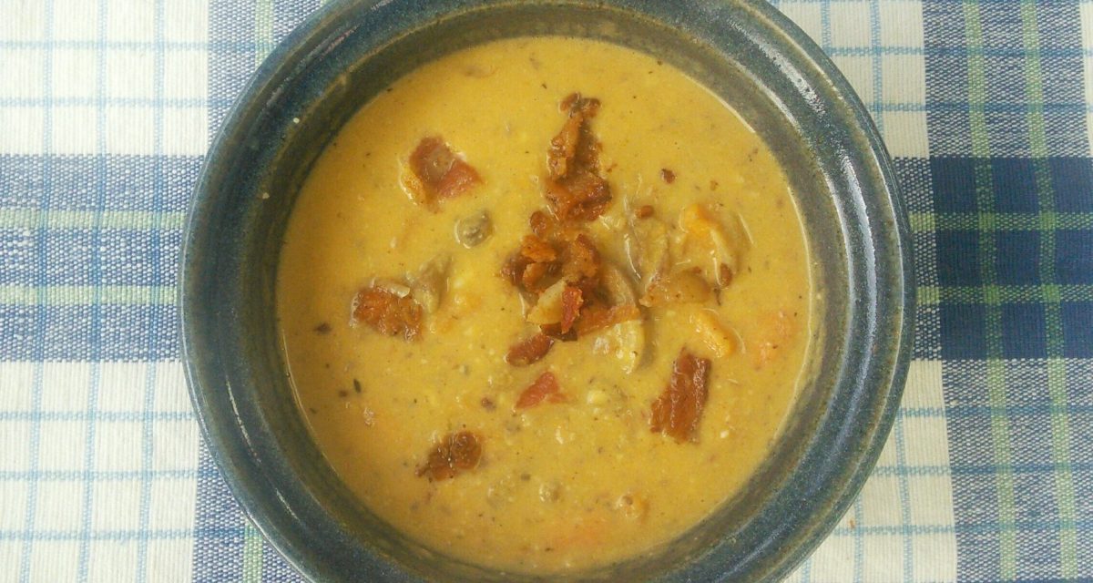 Mushroom, Sweet Potato and Smoked Gouda Chowder