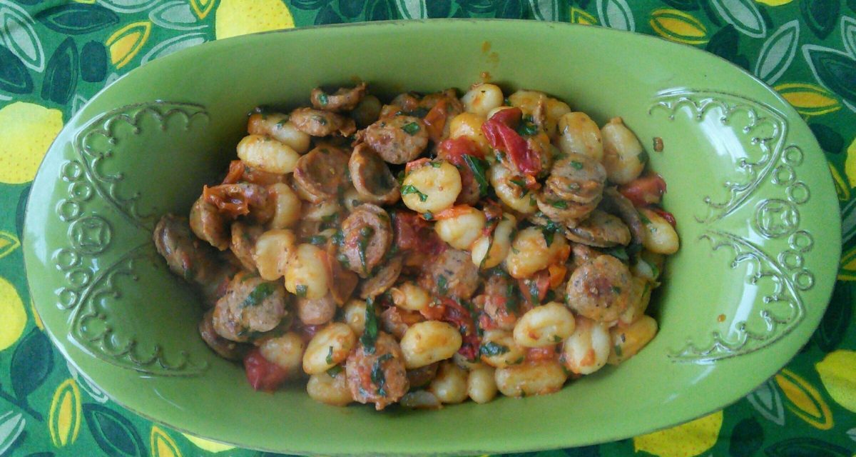 Gnocchi Skillet with Tomatoes, Chicken Sausage and Basil