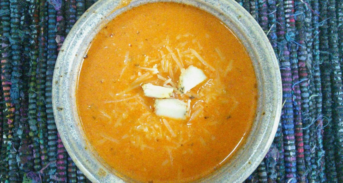 Roasted Red Pepper, Chicken and Parmesan Soup