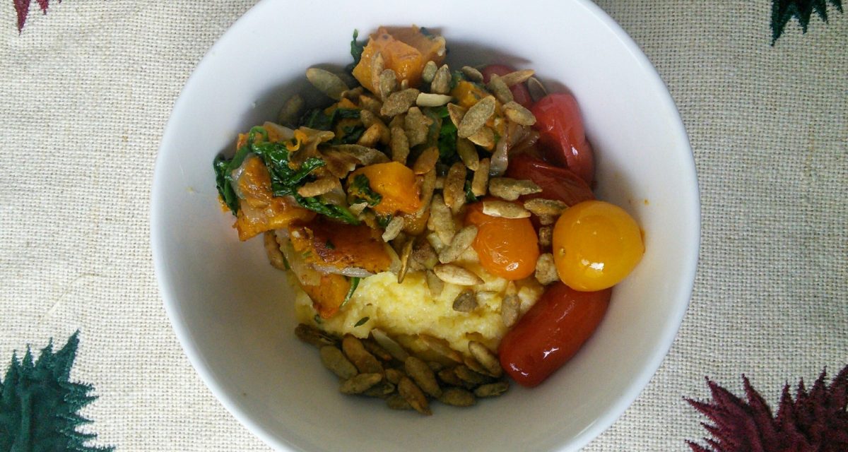 Butternut Squash and Spinach Polenta Bowl