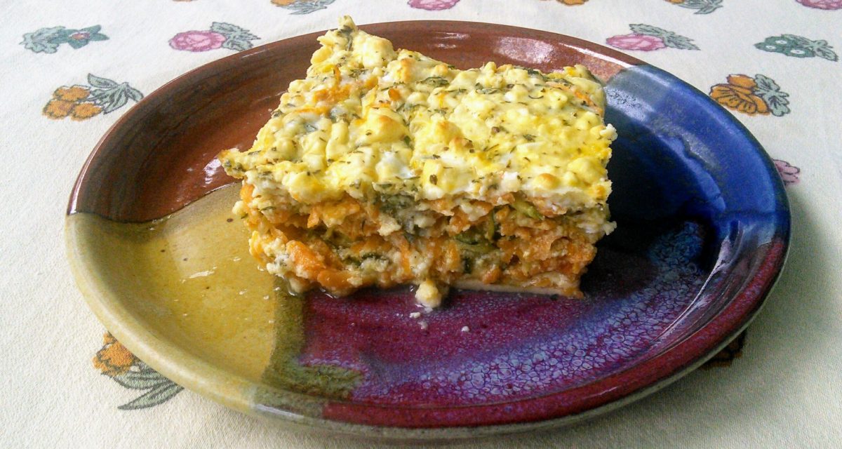 Sweet Potato, Zucchini and Feta “Tart”