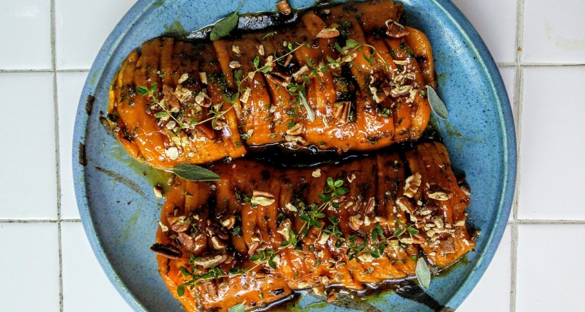 Honey-Glazed Hasselback Butternut Squash